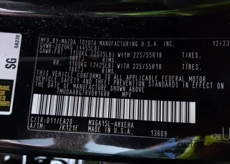 2024 Toyota Corolla Cross Xle from USA, damaged, VIN 7MUDAABG7RV081688